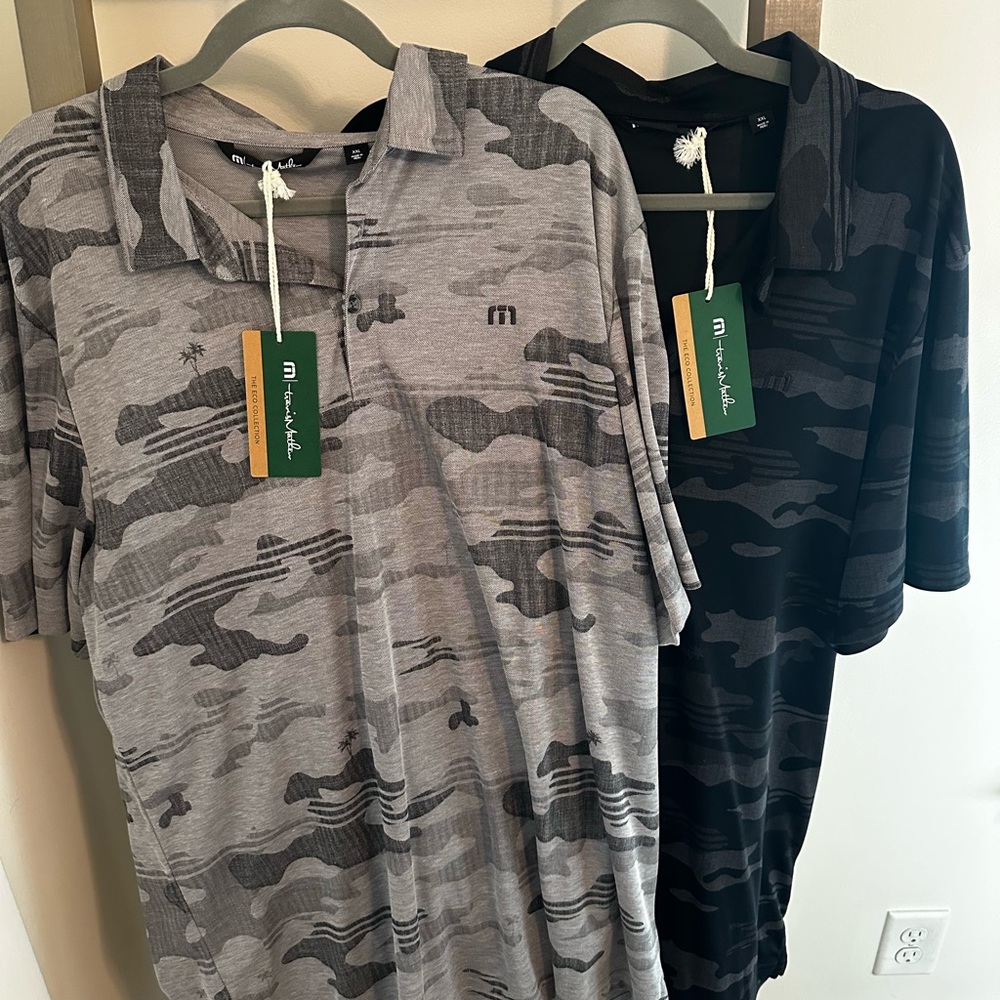 Men's Gray and Black Camouflage Polo Shirt by Travis Mathew